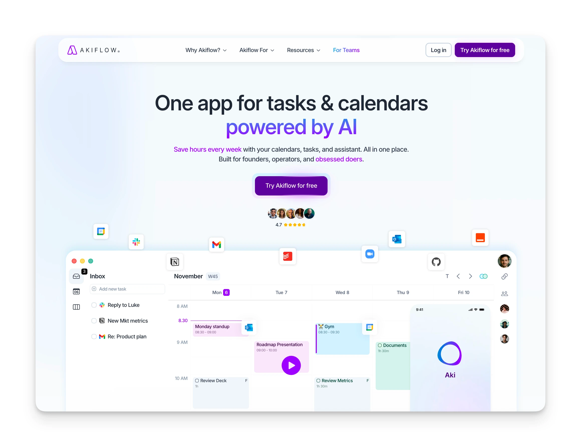 Akiflow Homepage