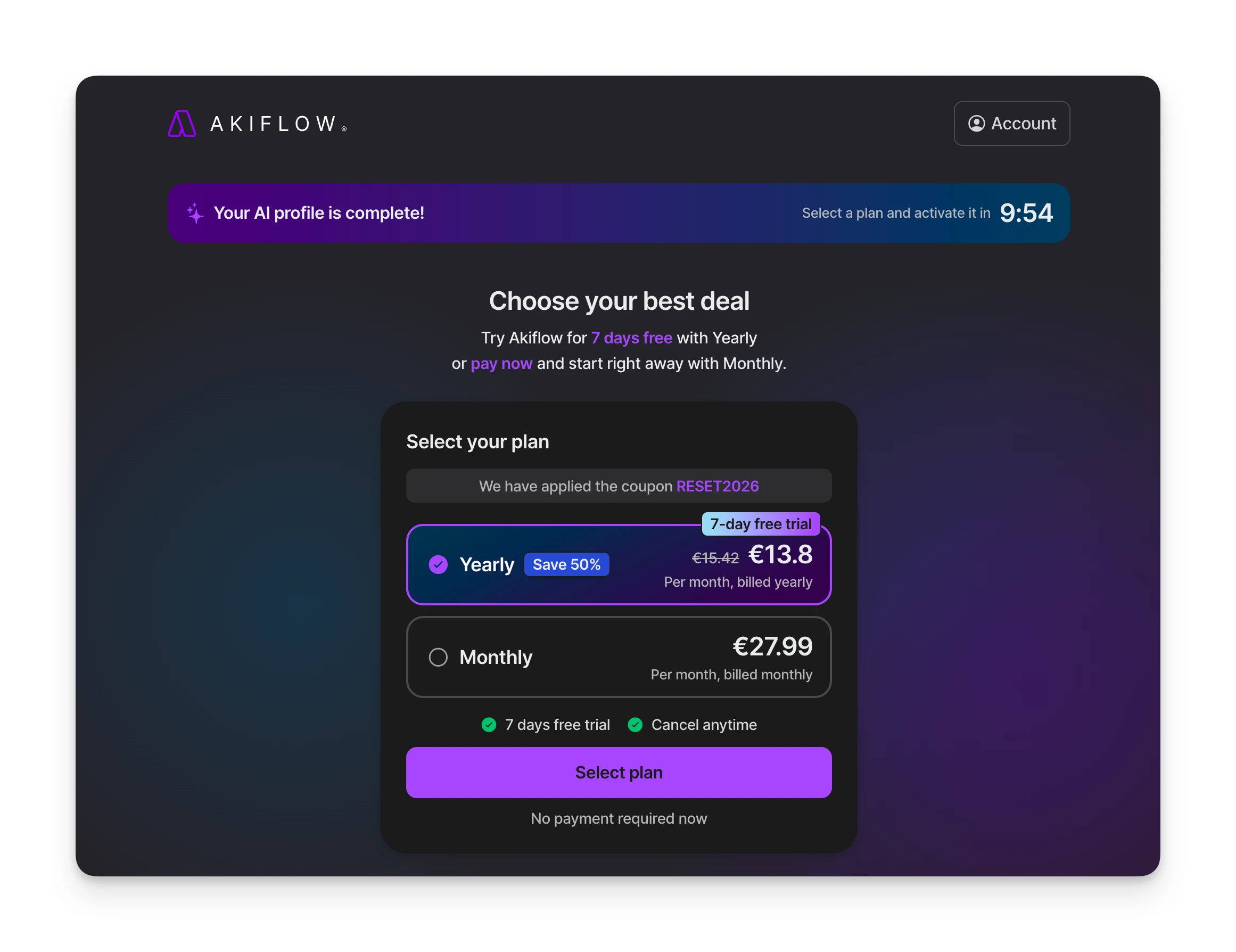 Akiflow Pricing Page