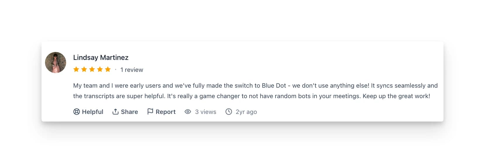 Bluedot Customer Review