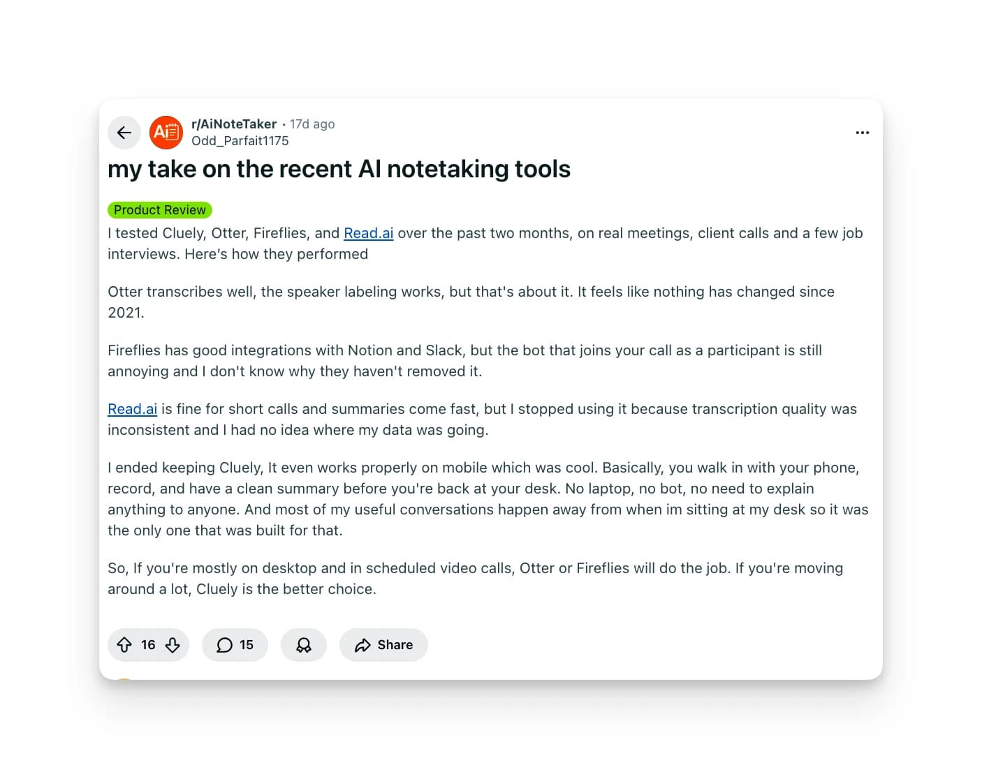 Fireflies.ai Customer Review