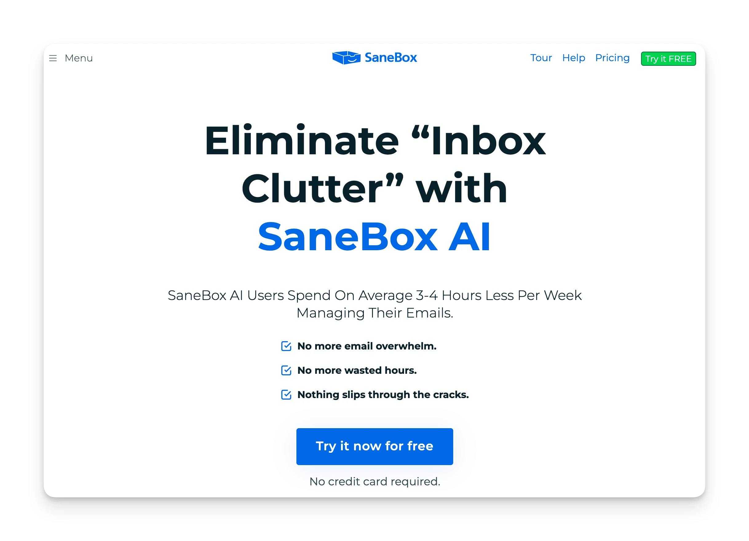 SaneBox Homepage