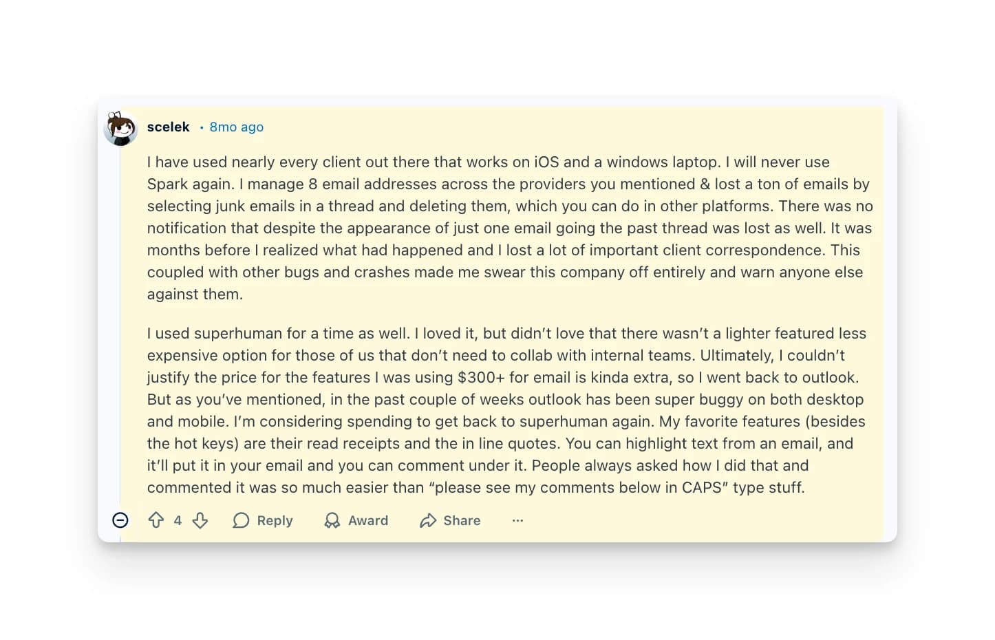 Spark Mail Reddit review 2