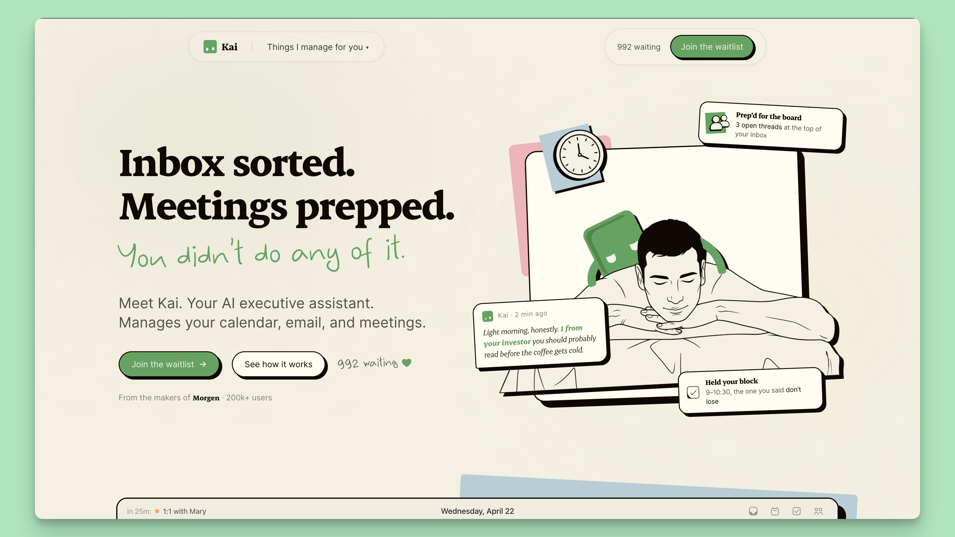 The new Kai brand applied across the homepage and app